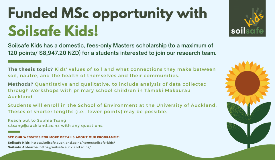 Funded MSc opportunity with Soilsafe Kids!